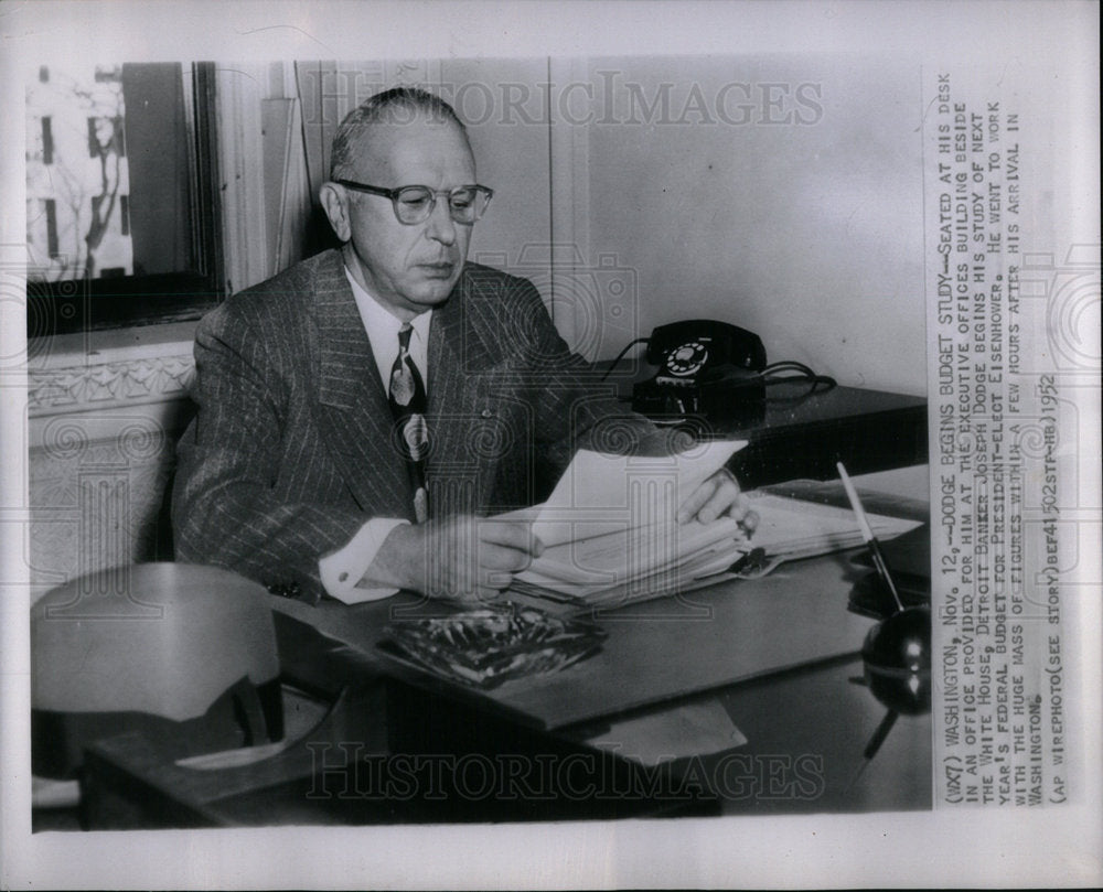 1952 Joseph Dodge/Federal Budget/Banker - Historic Images