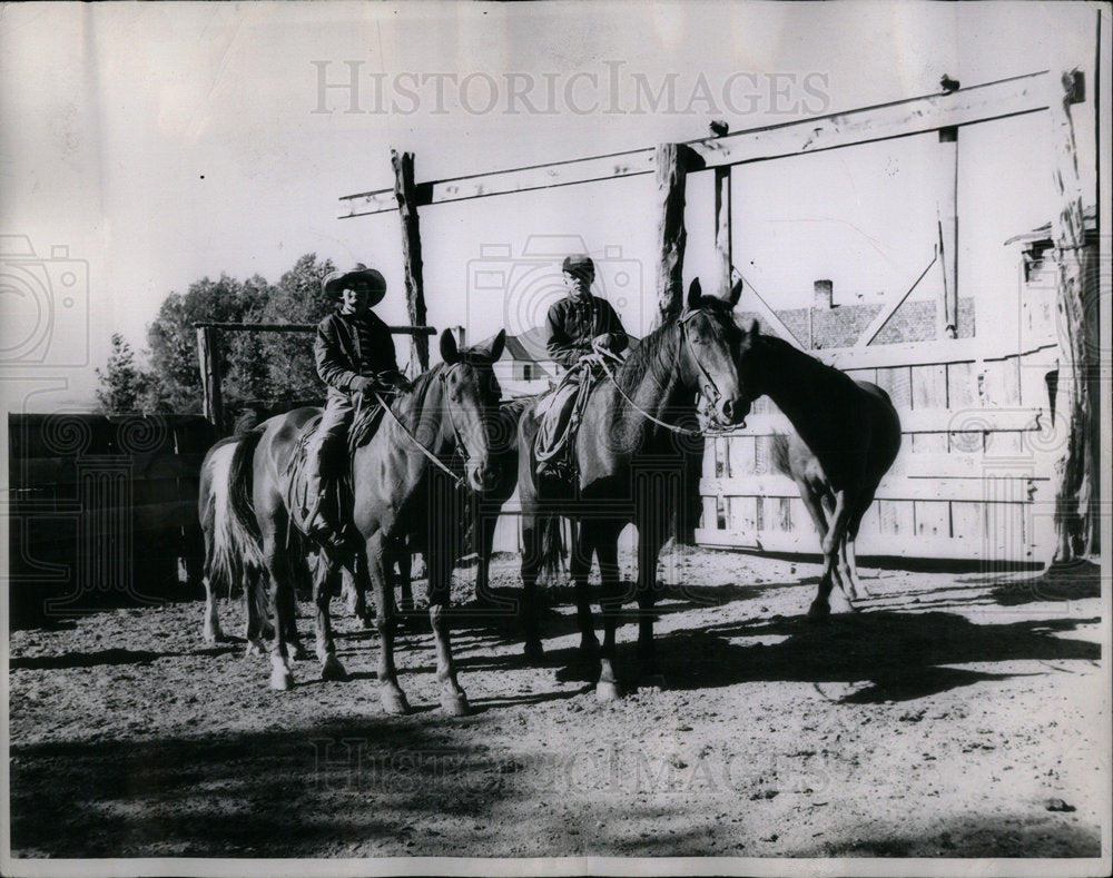 1950 David and Jimmy Dodge On Horses - Historic Images