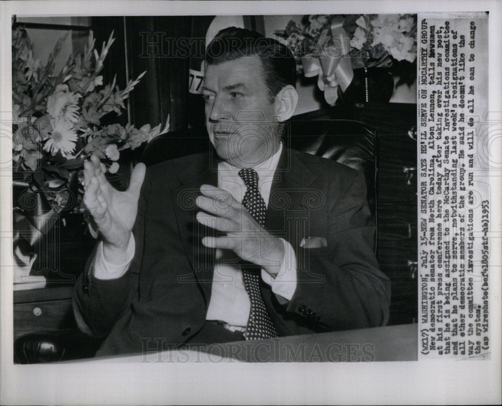 1953 Senator Alton Lennon McCarthy Carolian - Historic Images