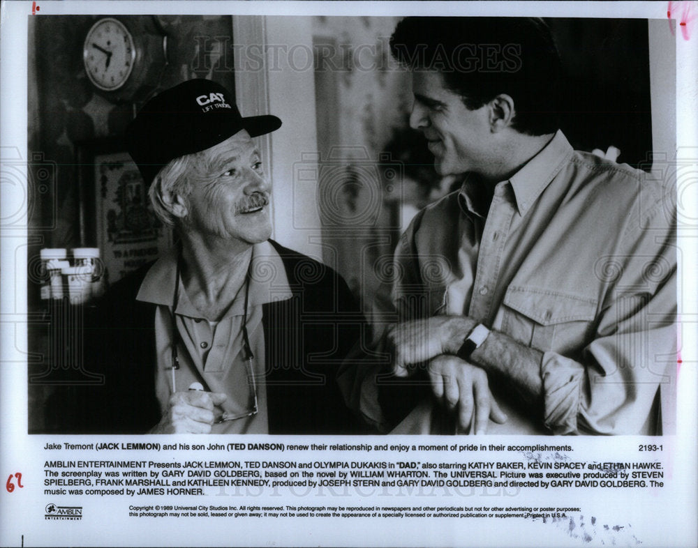 1989 Jack Lemmon Ted Danson Actors Dad - Historic Images