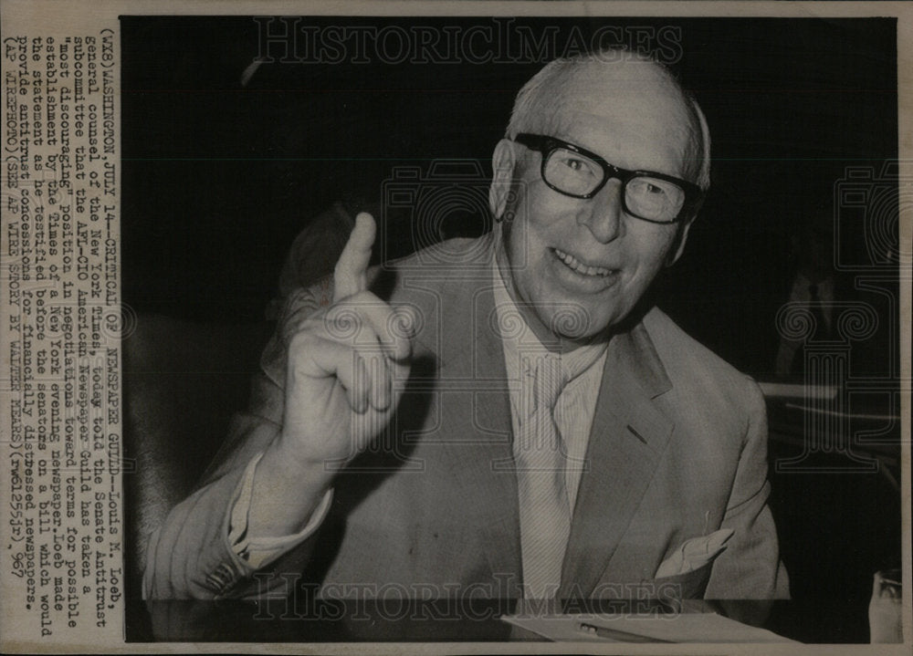 1967 NY Times Gen. Counsel Louis Loeb - Historic Images