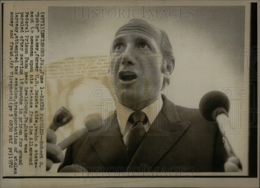 1972 Robert Baker Senate aide Tax Avastor - Historic Images