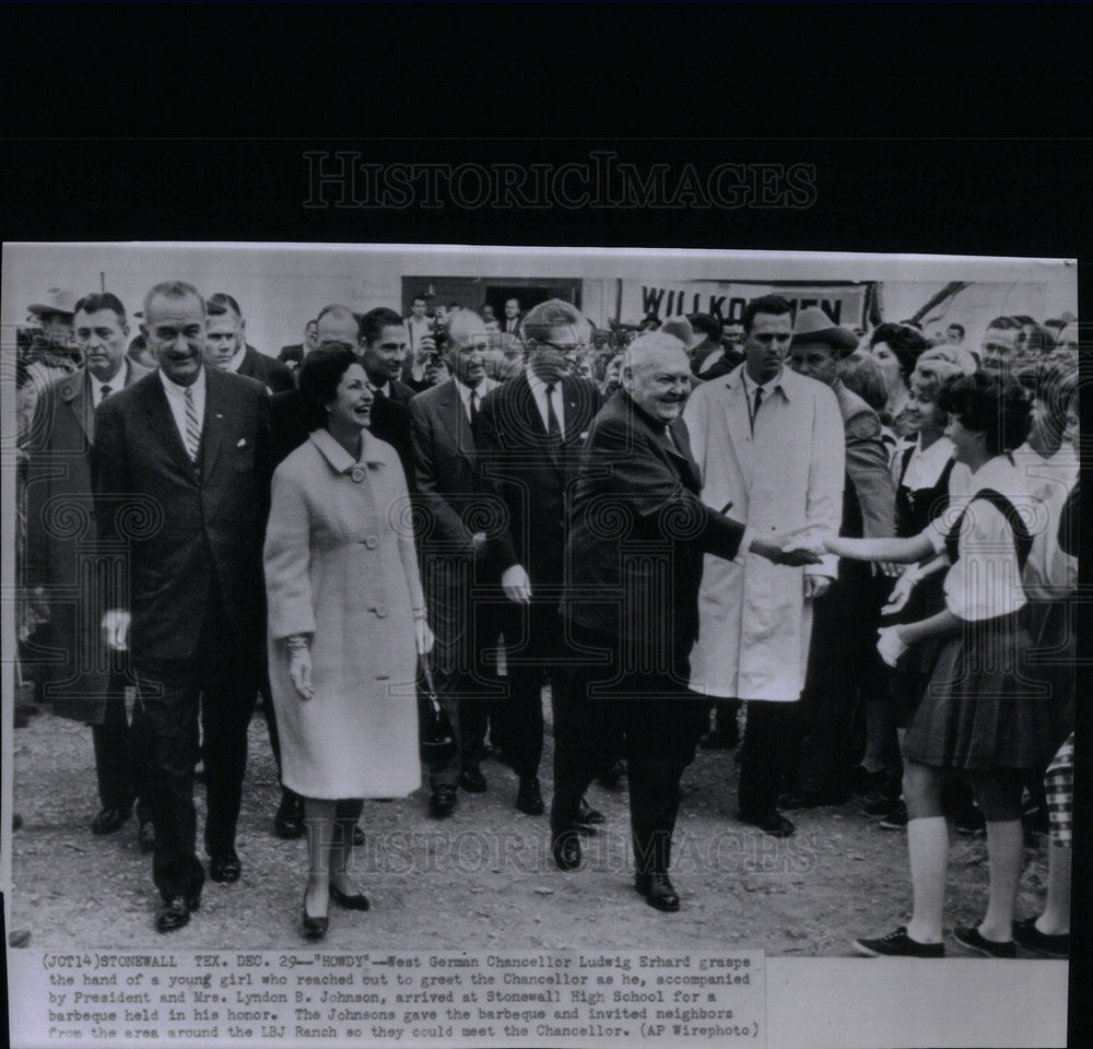 1964 Ludwig Erhard Lyndon Johnson Texas - Historic Images