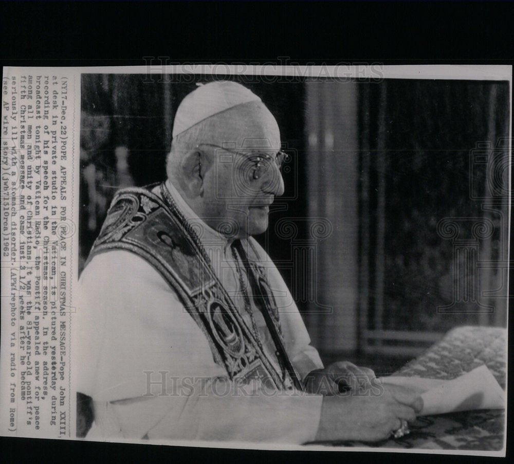 1962 Pope John XXIII 5th Christmas Message - Historic Images