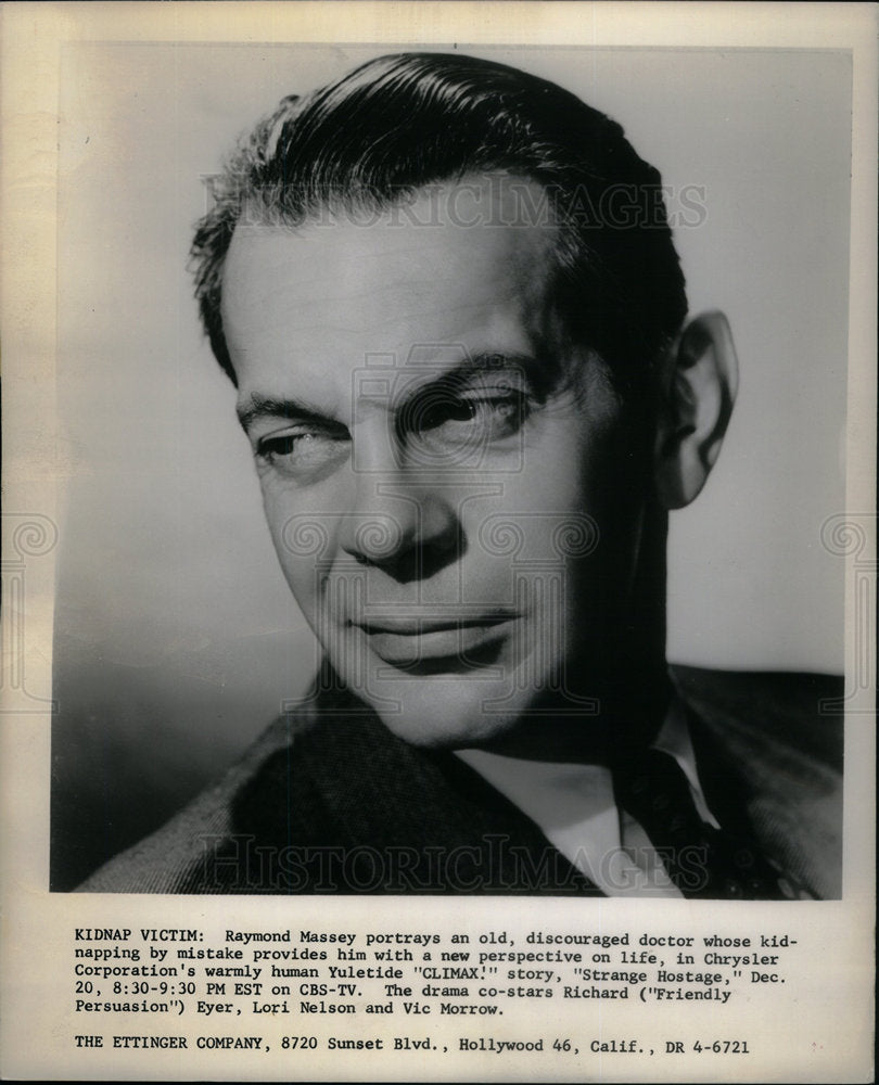 1956 Raymond Massey American Film Actor - Historic Images