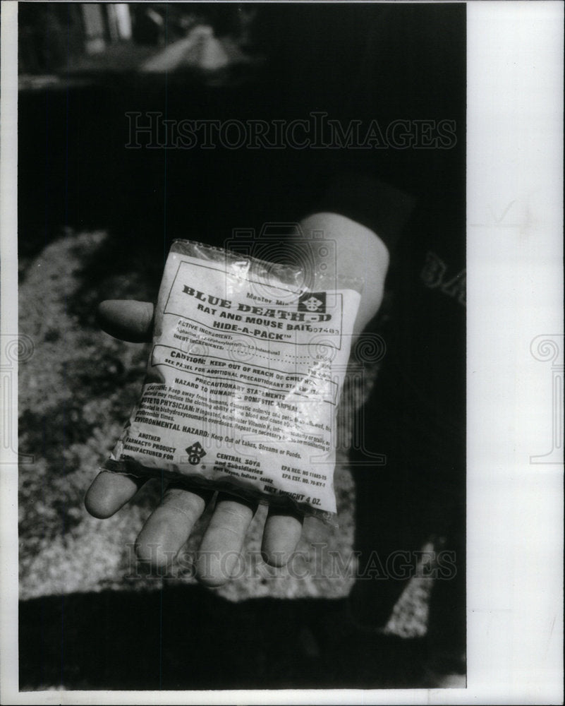 1989 BLUE DEATH RAT MOUSE POISON DETRIOT-Historic Images