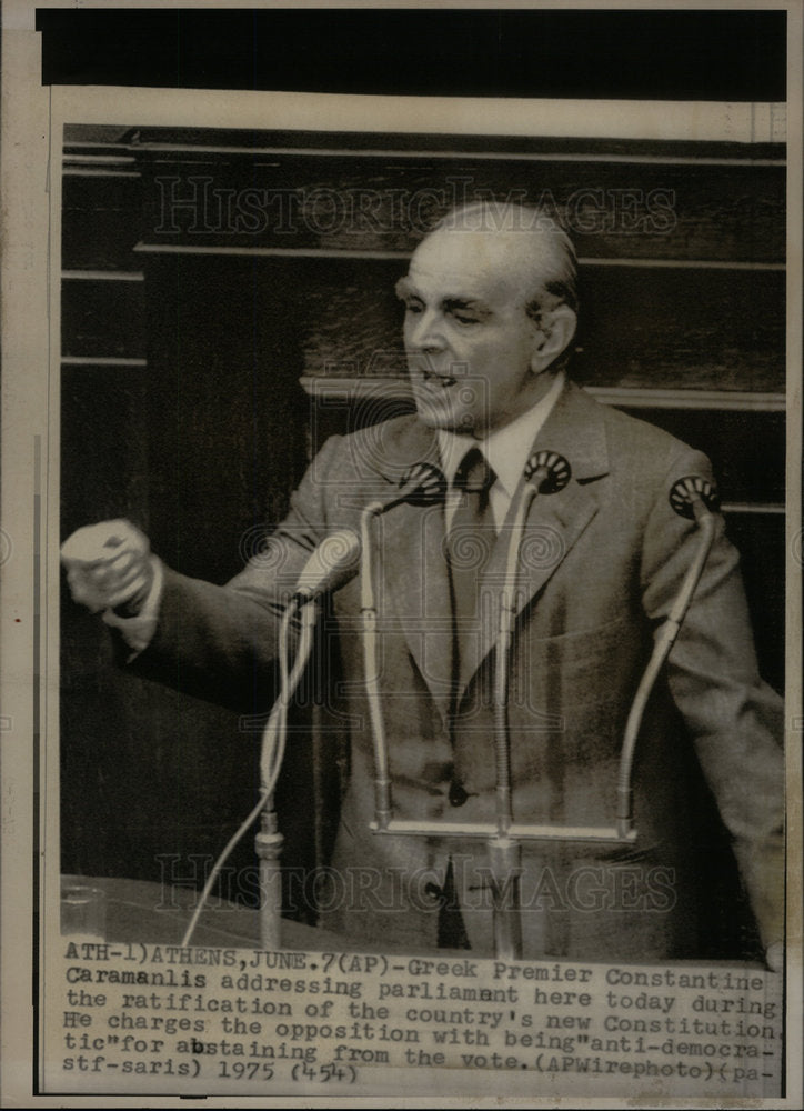 1975 Constantine Caramanlis, Greek Premier - Historic Images