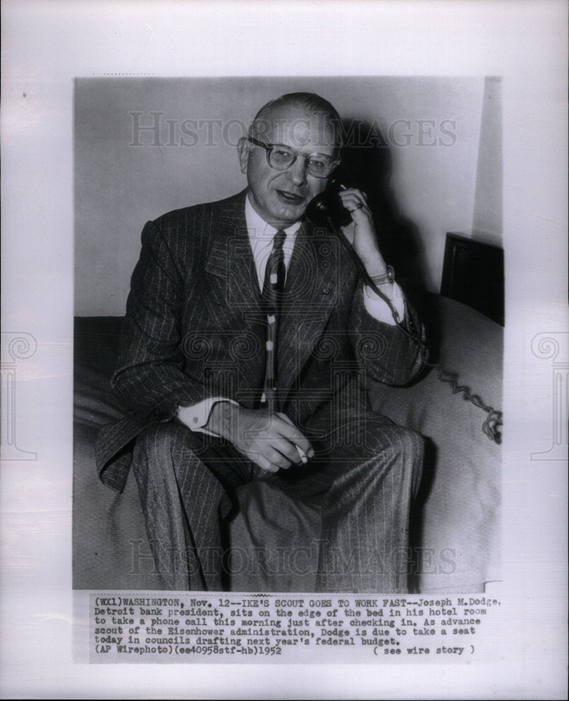 1952 Joseph Dodge Detroit bank President - Historic Images