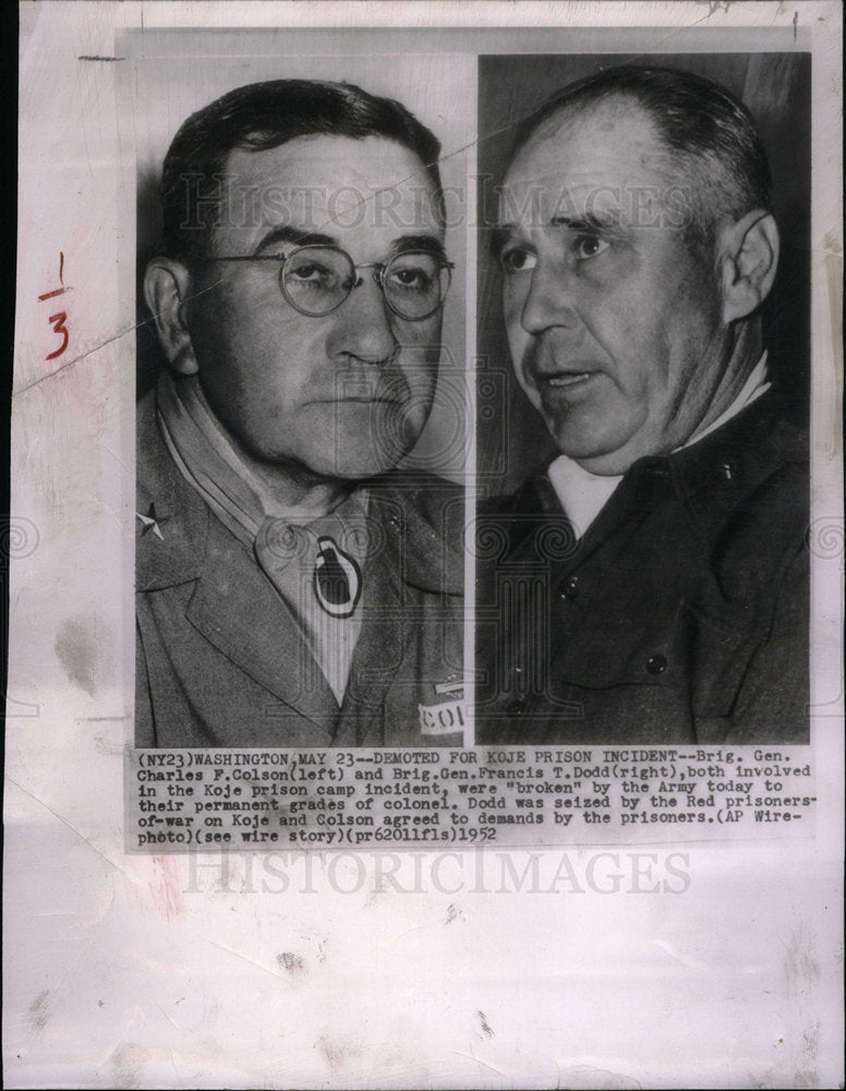 1952 Charles Colson Gen Francis Dodd priosn - Historic Images