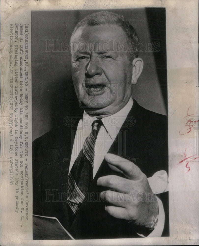 1949 Pennsylvania Governor James Duff GOP - Historic Images