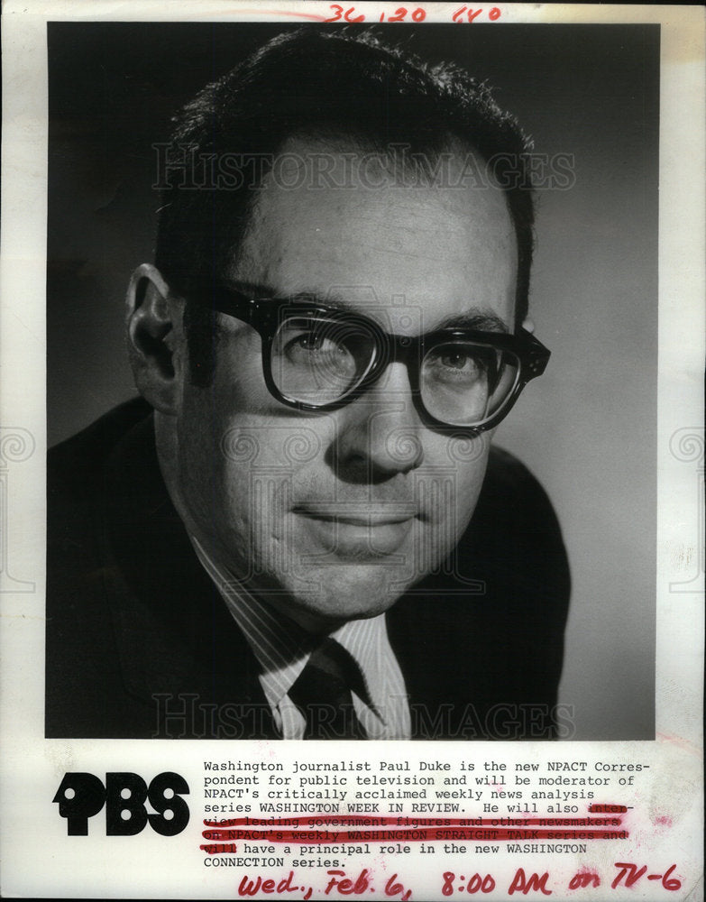 1974 Paul Duke journalist NPACT moderator-Historic Images