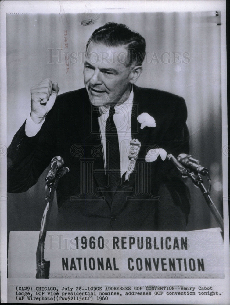 1960 Henry Cabot Lodge GOP nominee vice - Historic Images