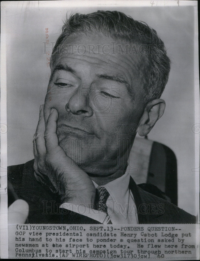 1960 Ponder GOP Henry cabot Ladge Hand face - Historic Images