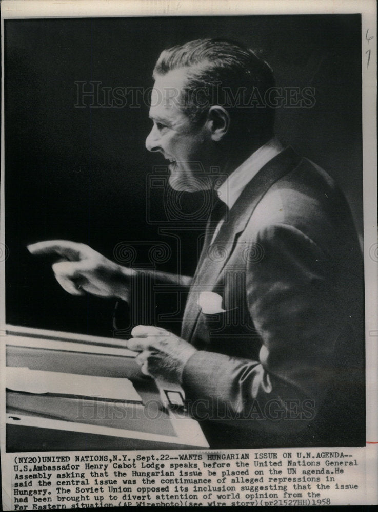 1958 Henry Cabot Lodge U.N. Ambassador - Historic Images