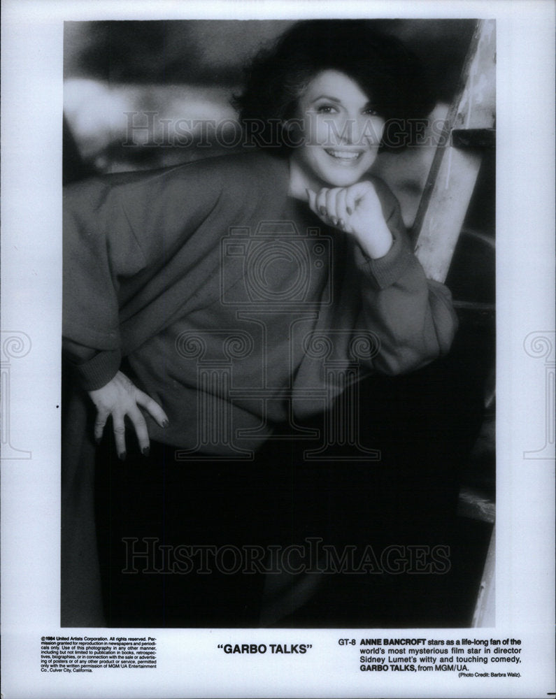 1985 Anne Bancroft film star Garbo talks - Historic Images