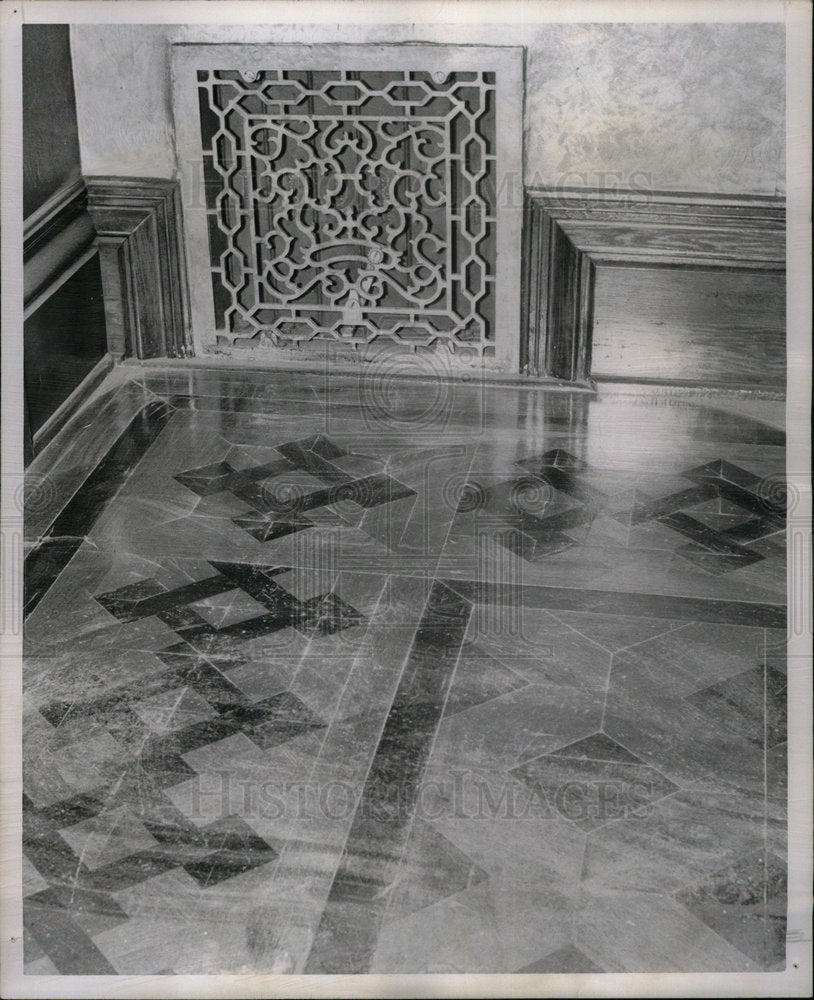 1954 Elaborate inland floors installed room - Historic Images