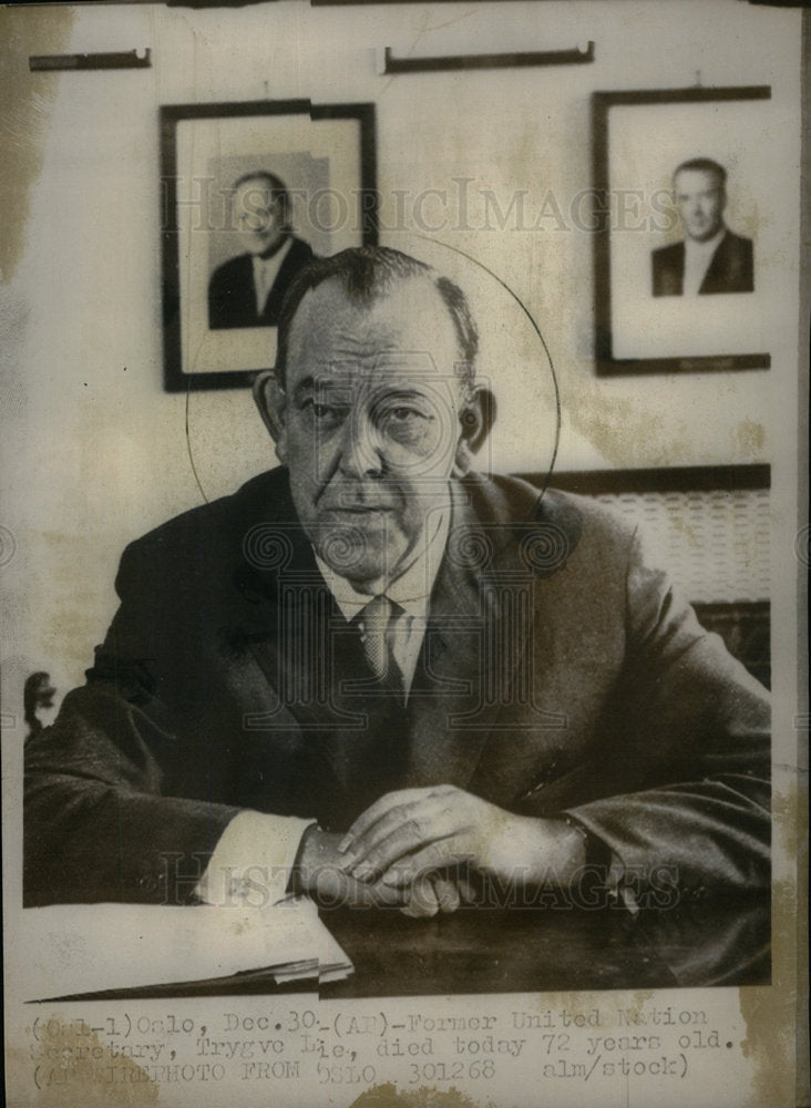 1968 Trygve Lie United Nation Secretary - Historic Images