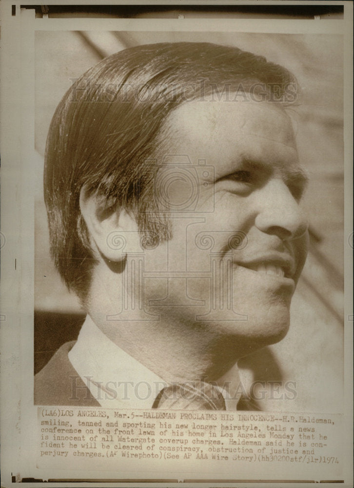 1974 Lawn Front Long Haldeman Hairstyle - Historic Images