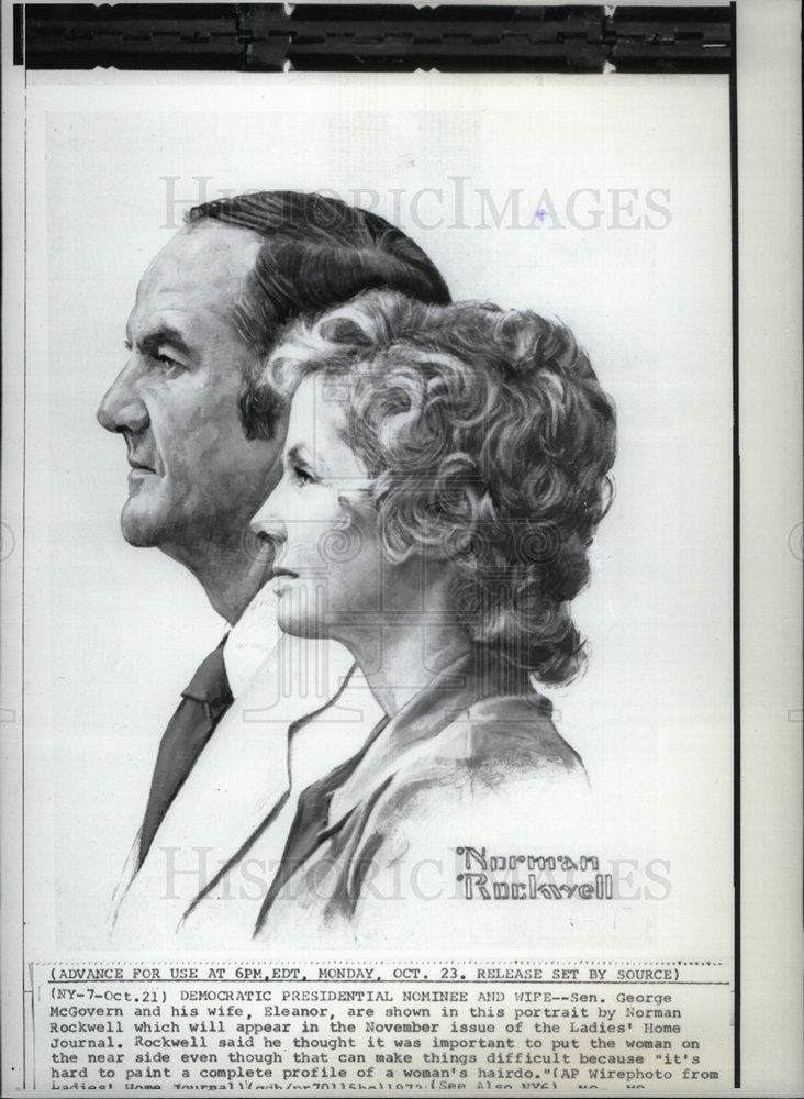 1972 Portrait of Sen.George Mcgovern, wife. - Historic Images