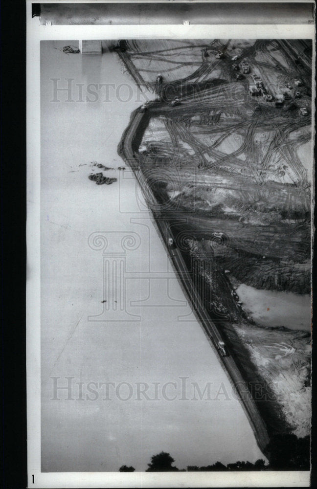 1971 Attempt to Hold Back Flood from River. - Historic Images