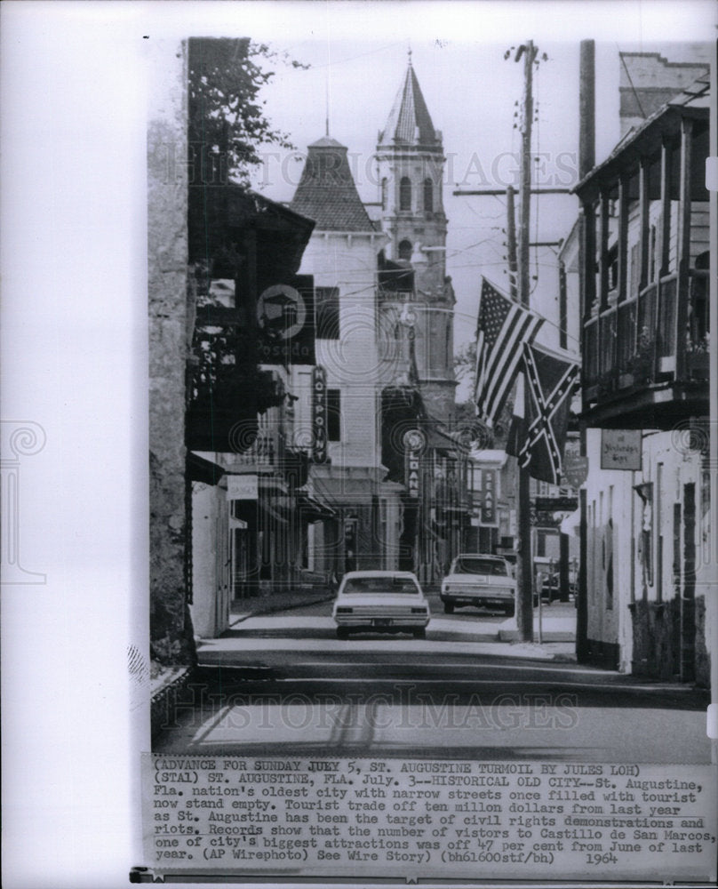 1964 Tourist Stand Empty City Narrow Street - Historic Images