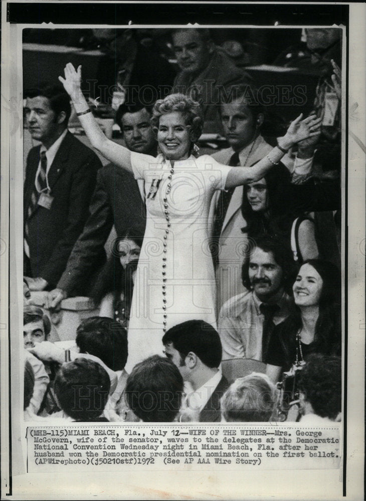 1972 Mrs George McGovern Wife Senator Fla - Historic Images