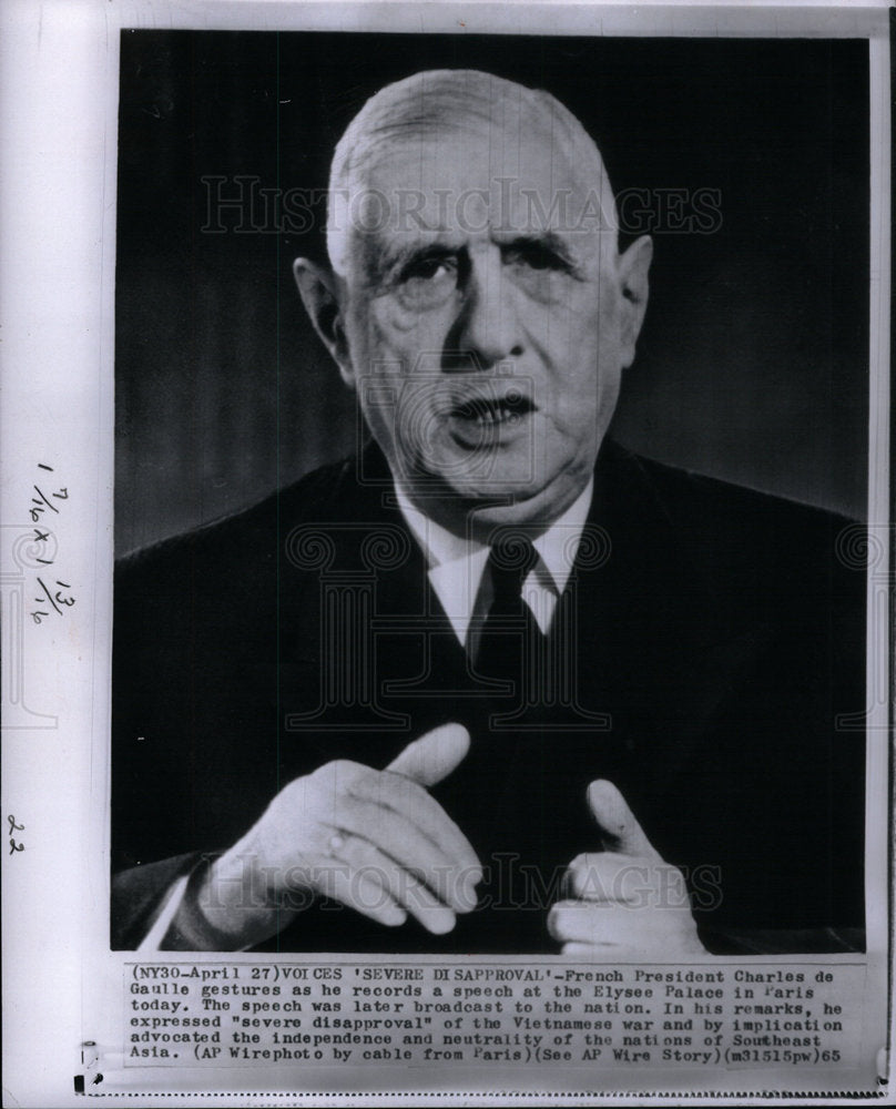 1965 Charles De Gualle Record Speech French - Historic Images