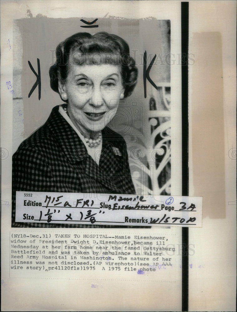 1975 Mamie Eisenhower Widow President Ill - Historic Images