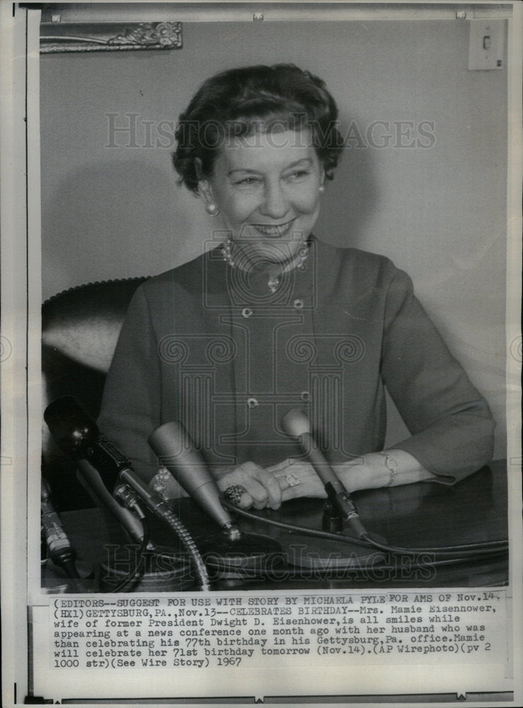 1967 Mamie Geneva Eisenhower First Lady US - Historic Images