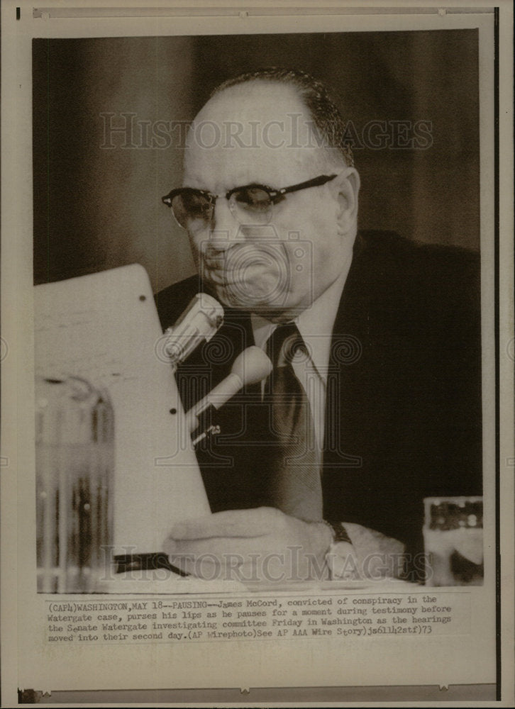 1973 Photo Convicted Watergate Defendant James McCord - Historic Images