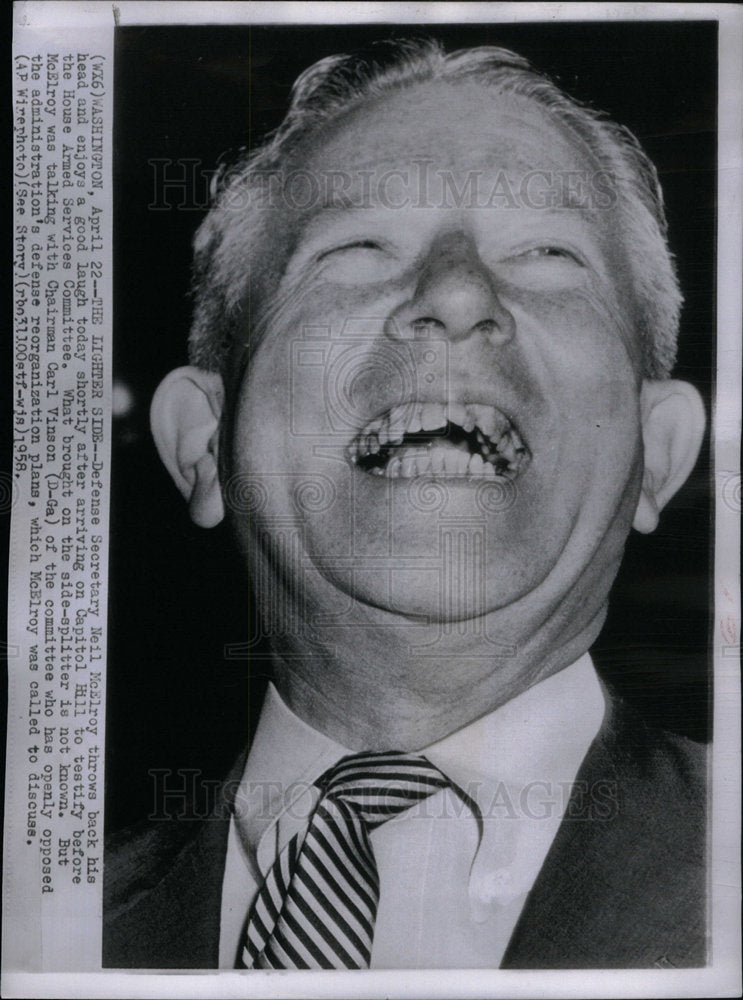 1958 Defense Secretary Neil McElroy Laughs - Historic Images