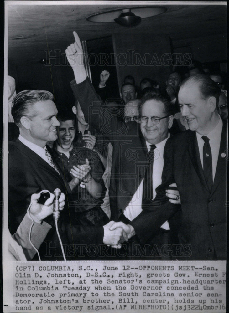 1962 Press SC Governor Hollings Senator Johnston - Historic Images