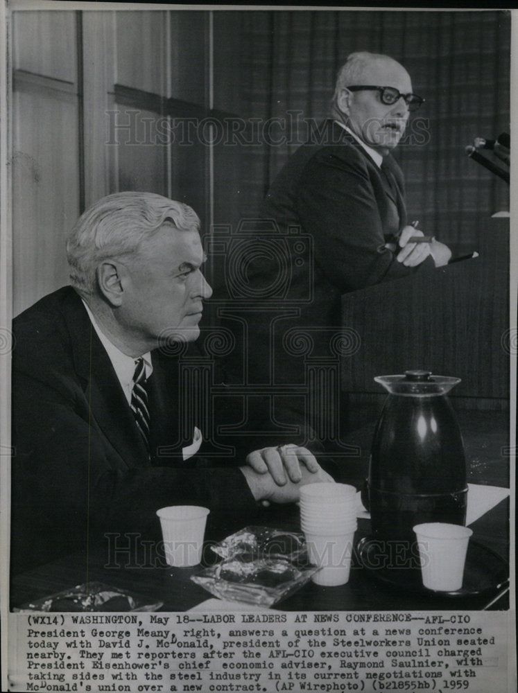 1959 George Meany &amp; David J. McDonald Union - Historic Images