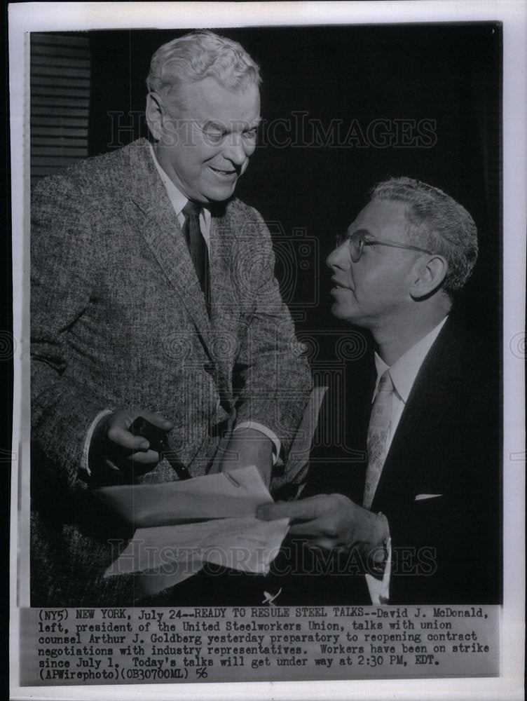 1956 David McDonald president Steel Union - Historic Images