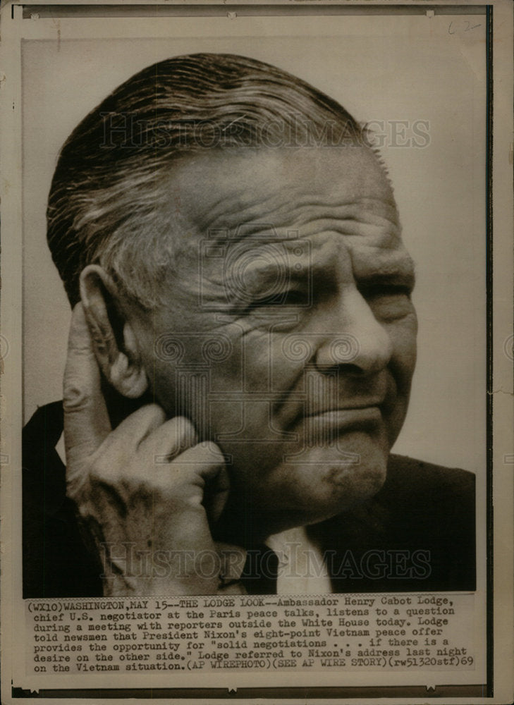 1969 Ambassador Henry Lodge Listens - Historic Images