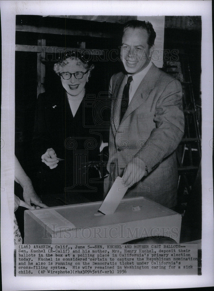 1956 Kuchels Vote California Primary Elect - Historic Images