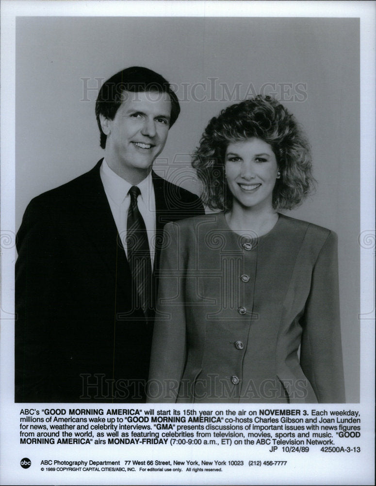 1989 Charles Gibson Joan Lunden Morning - Historic Images