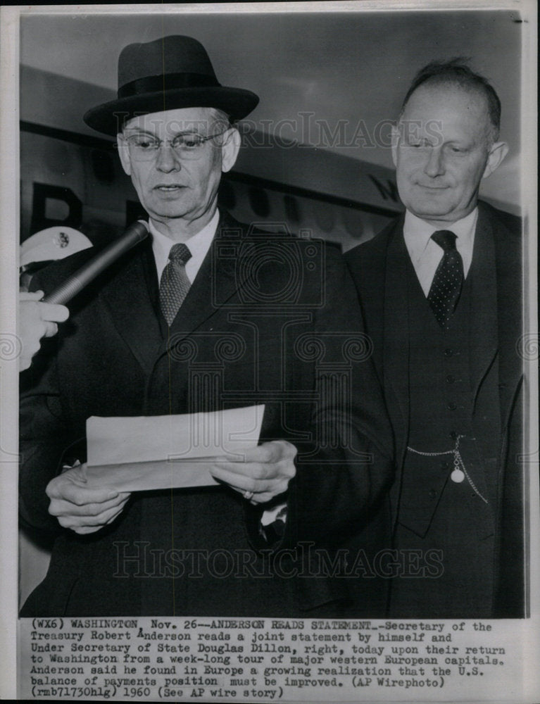 1960 Press Photo Robert Anderson State Douglass Dillon - Historic Images