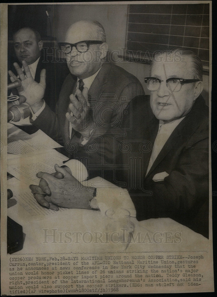 1968 Press Photo Joseph Curran Teddy Gleason New York - Historic Images