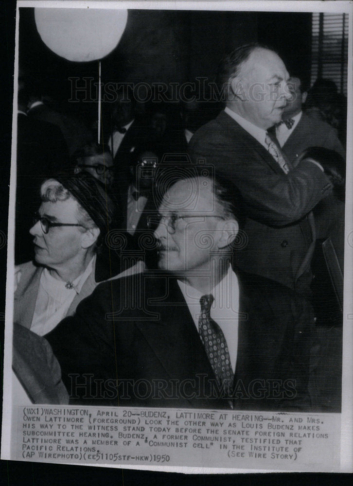 1950 Press Photo Mr Mrs Owen Lattimore senate foreign - Historic Images