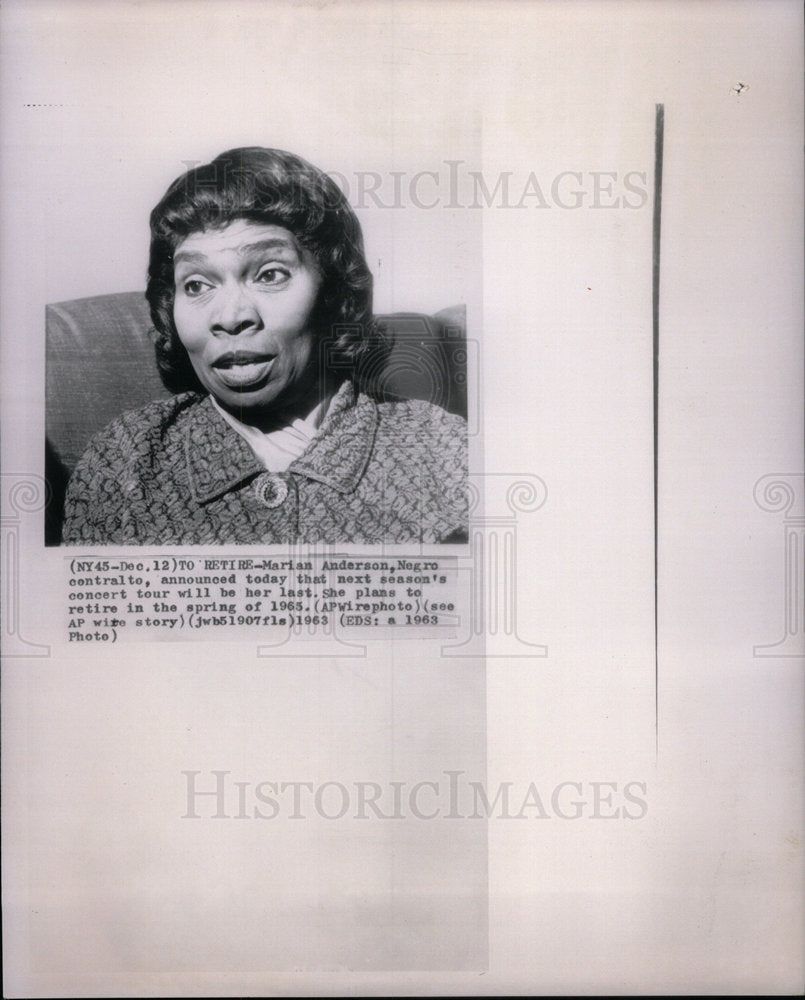 1963 Press Photo Marian Anderson - Historic Images