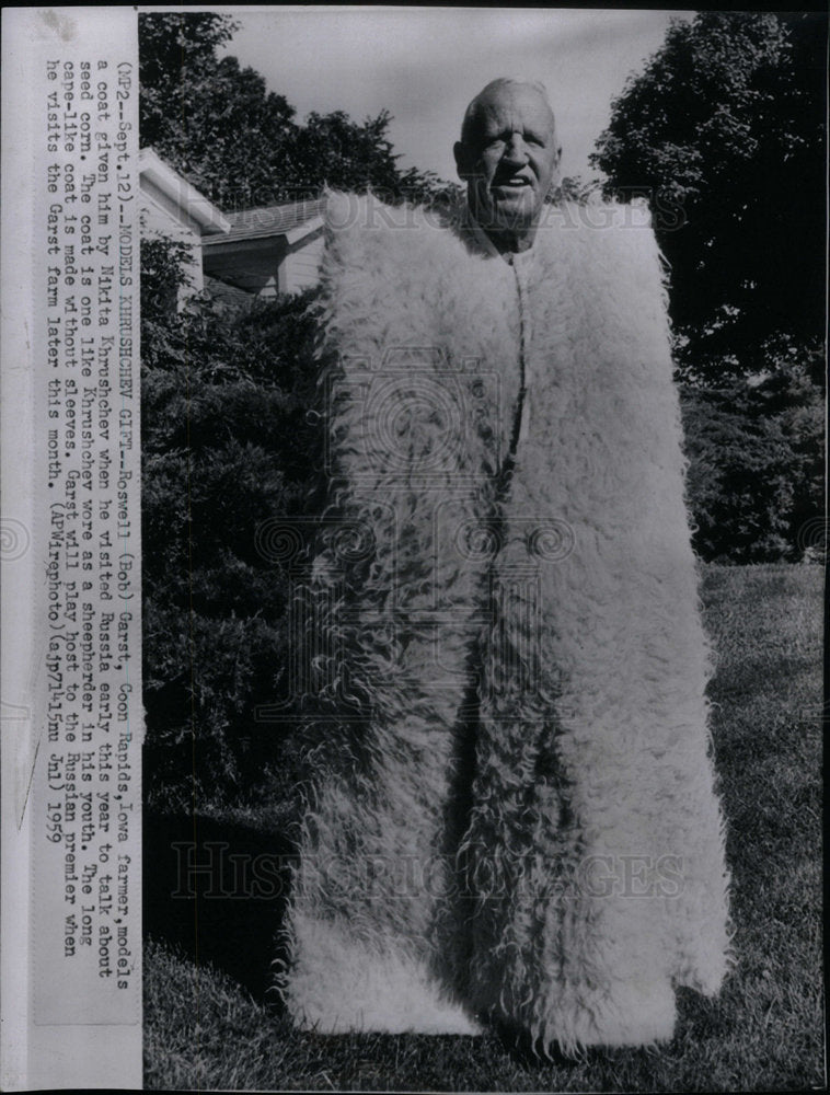 1959 Press Photo Farmer models coat - Historic Images