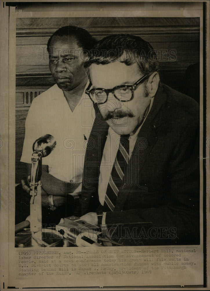 1969 Press Photo Herbert Hill National Labor Director - Historic Images