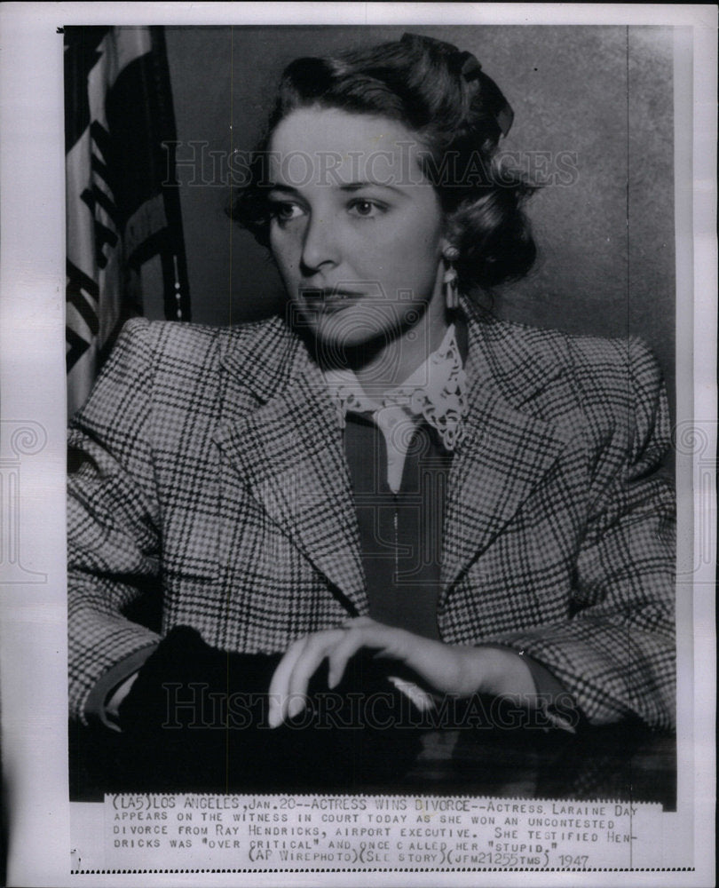 1947 Press Photo Laraine Day Ray Hendricks Divorce - Historic Images