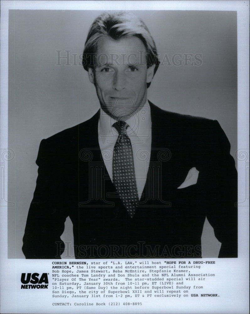 1989 Press Photo Corbin Bernsen Drug Free America Hope - Historic Images