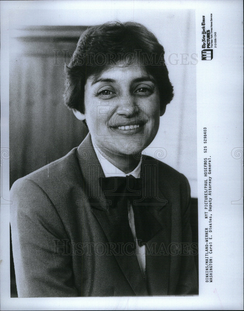 1984 Press Photo Carol Dinkins Deputy Attorney General - Historic Images