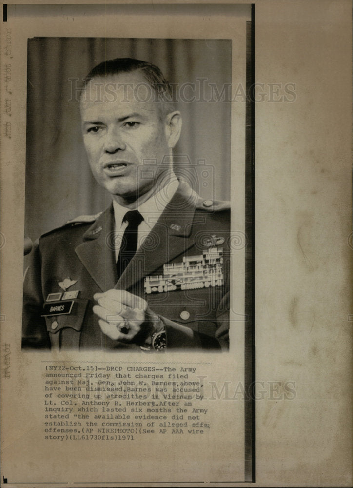 1971 Press Photo Major General John Barnes Vietnam - Historic Images