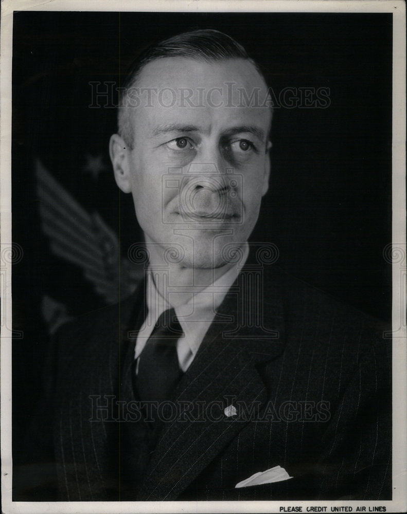 1950 Press Photo WE Larned United Air Lines Company Det - Historic Images