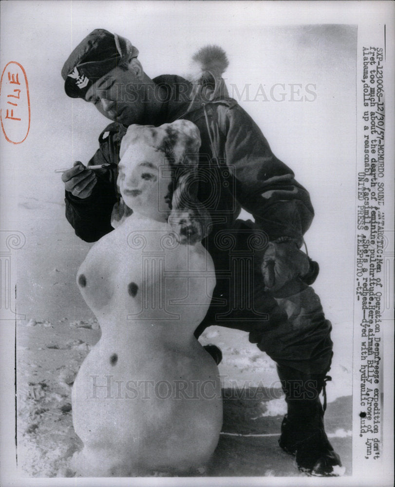 1957 Press Photo Deep Freeze Lynn Albema Operation Fret - Historic Images