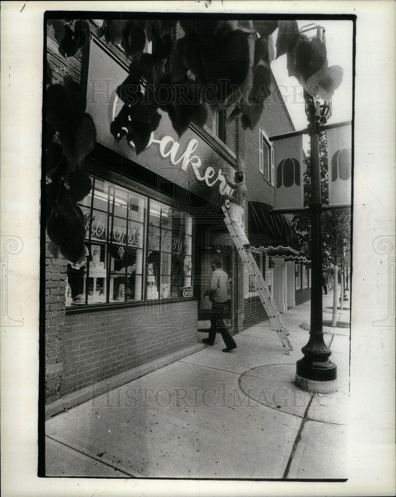 1981 Press Photo Michigan cities Bakers Downtown Sign - Historic Images